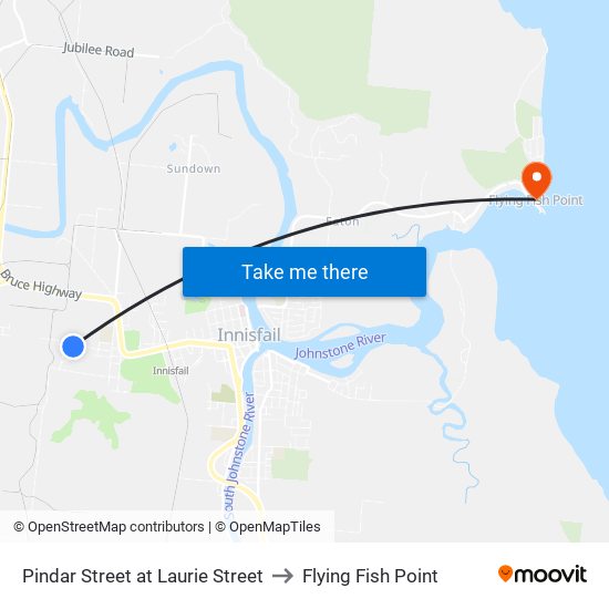 Pindar Street at Laurie Street to Flying Fish Point map