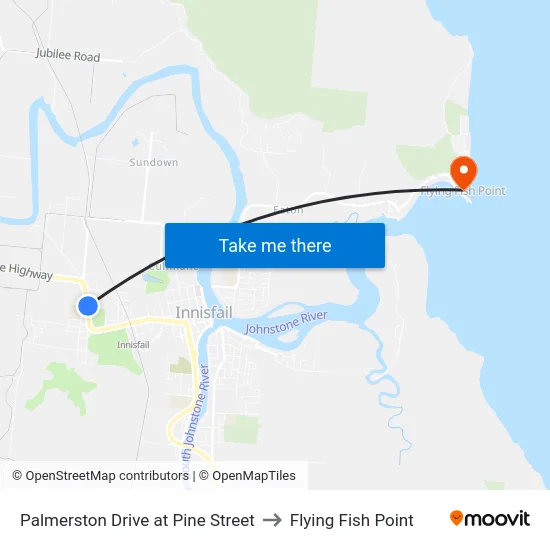Palmerston Drive at Pine Street to Flying Fish Point map