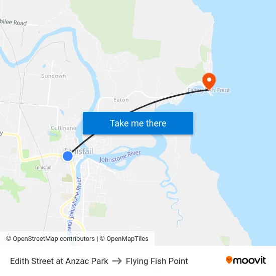 Edith Street at Anzac Park to Flying Fish Point map