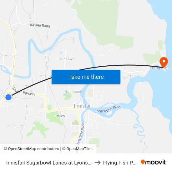 Innisfail Sugarbowl Lanes at Lyons Road to Flying Fish Point map