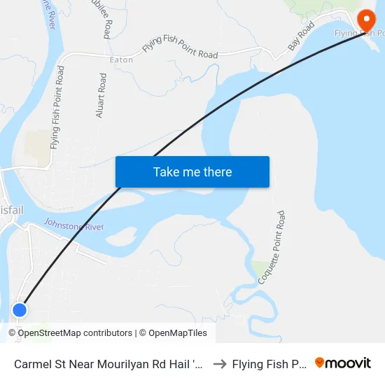 Carmel St Near Mourilyan Rd Hail 'N' Ride to Flying Fish Point map
