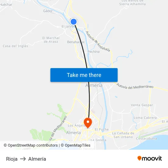 Rioja to Almería map