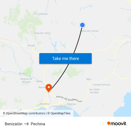 Benizalón to Pechina map