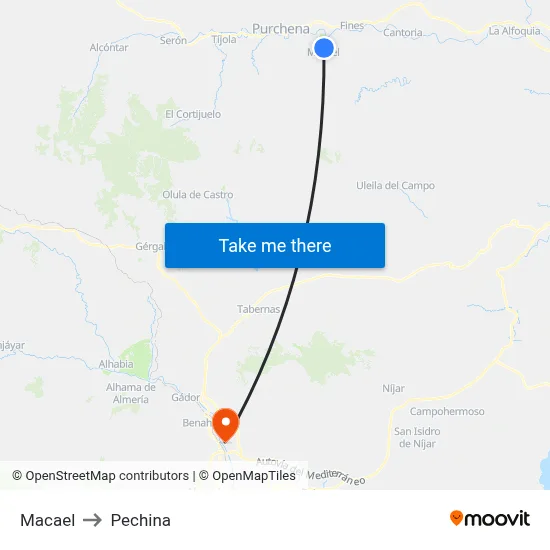 Macael to Pechina map