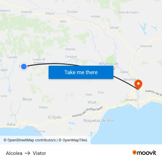 Alcolea to Viator map