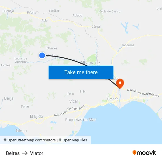 Beires to Viator map