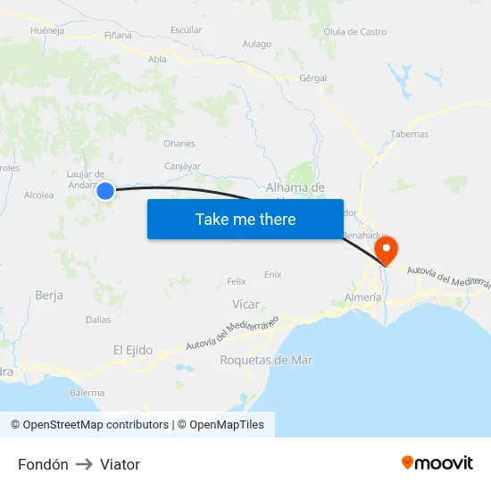 Fondón to Viator map