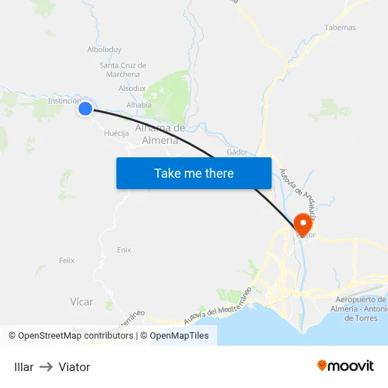 Illar to Viator map