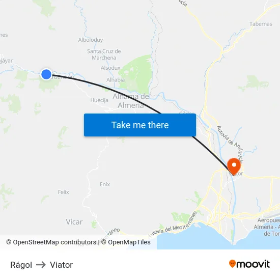 Rágol to Viator map