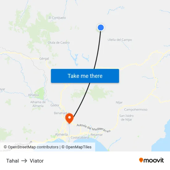 Tahal to Viator map