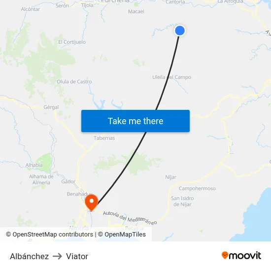Albánchez to Viator map