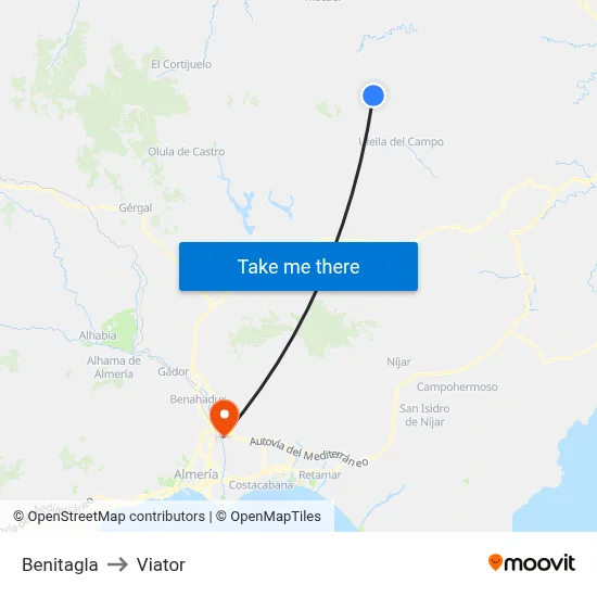 Benitagla to Viator map