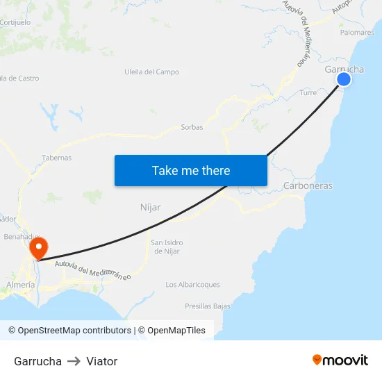 Garrucha to Viator map