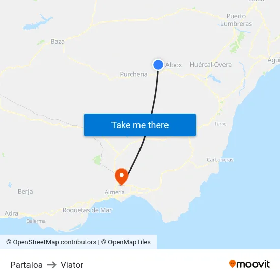 Partaloa to Viator map
