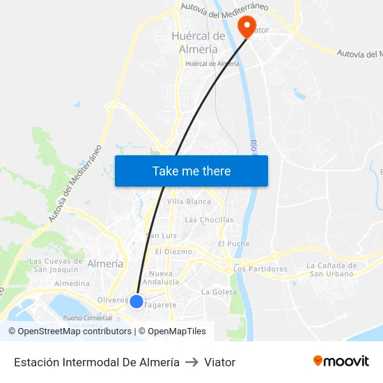 Estación Intermodal De Almería to Viator map