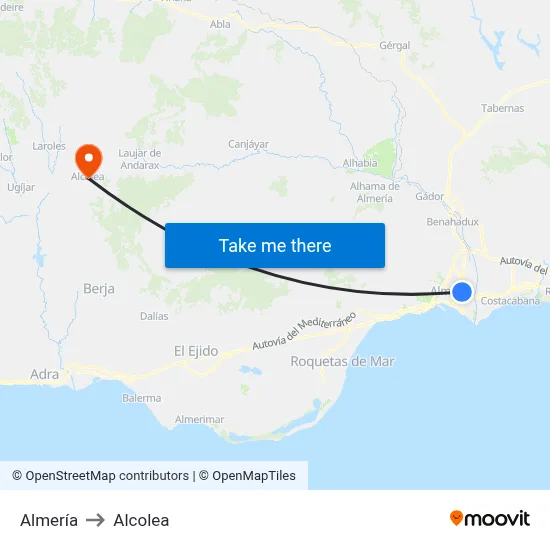 Almería to Alcolea map