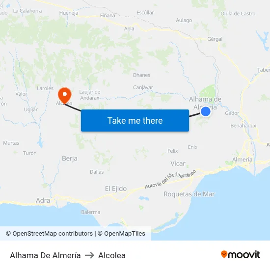 Alhama De Almería to Alcolea map