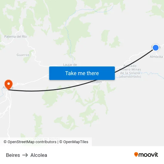 Beires to Alcolea map
