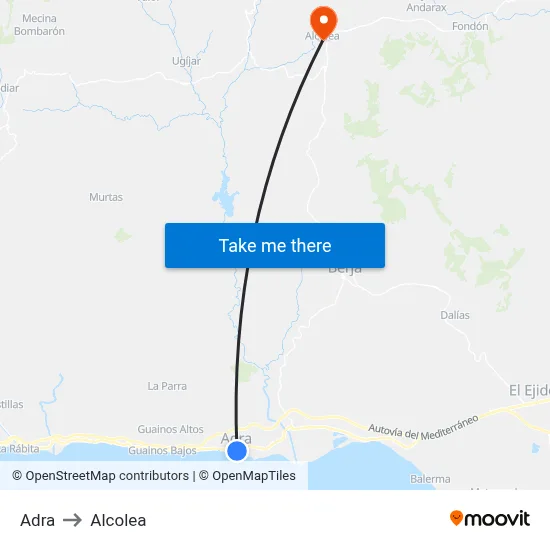 Adra to Alcolea map
