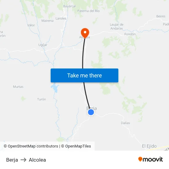 Berja to Alcolea map