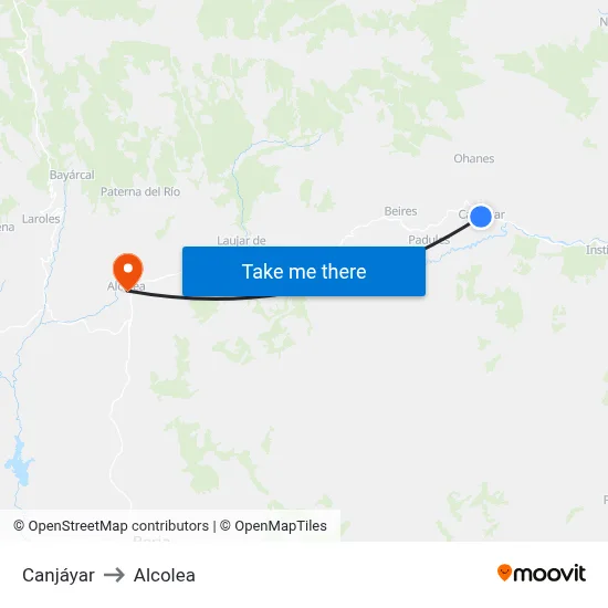 Canjáyar to Alcolea map