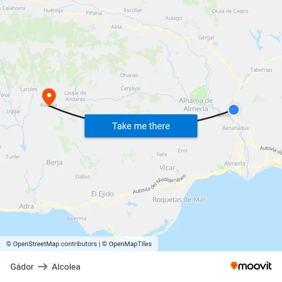 Gádor to Alcolea map