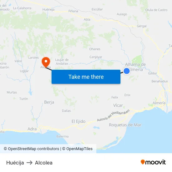 Huécija to Alcolea map