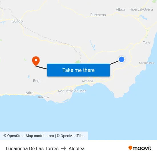 Lucainena De Las Torres to Alcolea map