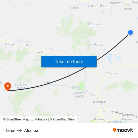 Tahal to Alcolea map