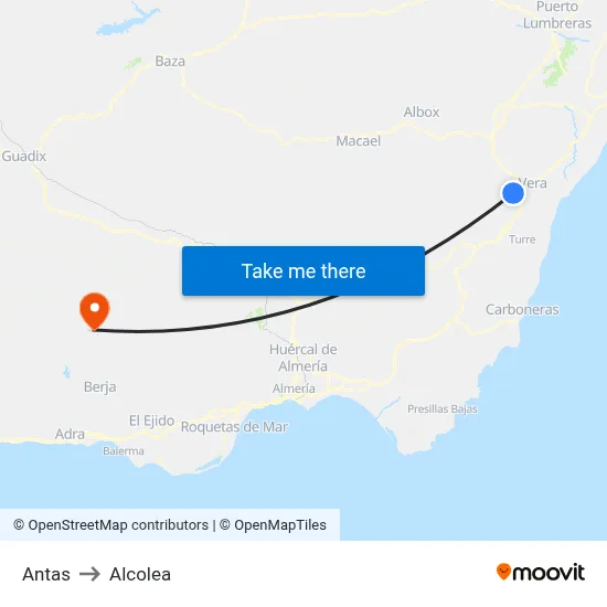 Antas to Alcolea map