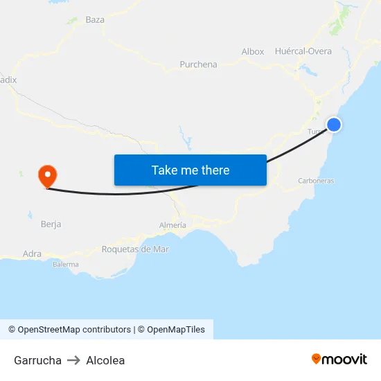 Garrucha to Alcolea map