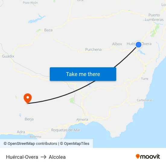 Huércal-Overa to Alcolea map