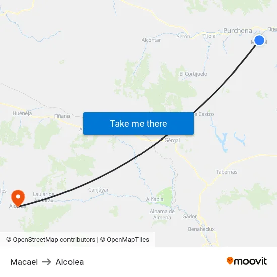 Macael to Alcolea map
