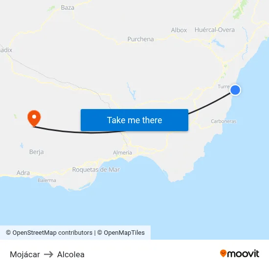 Mojácar to Alcolea map