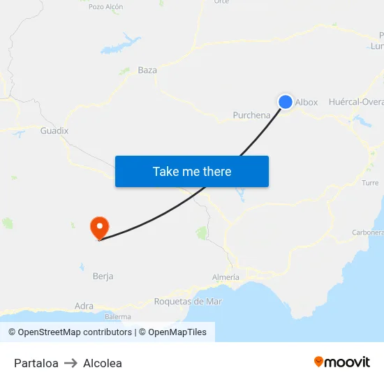 Partaloa to Alcolea map