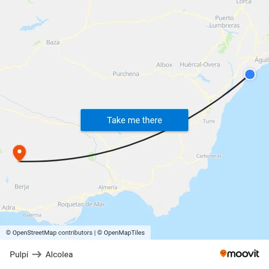 Pulpí to Alcolea map