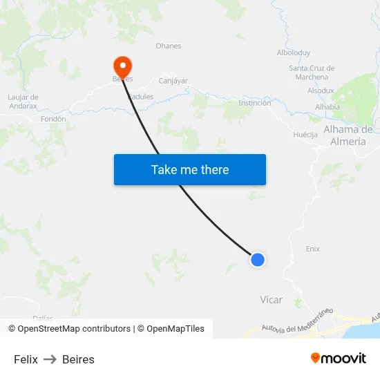 Felix to Beires map