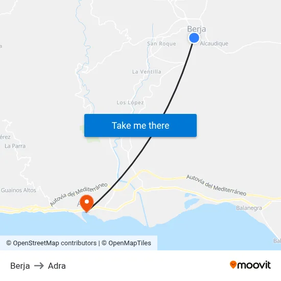 Berja to Adra map