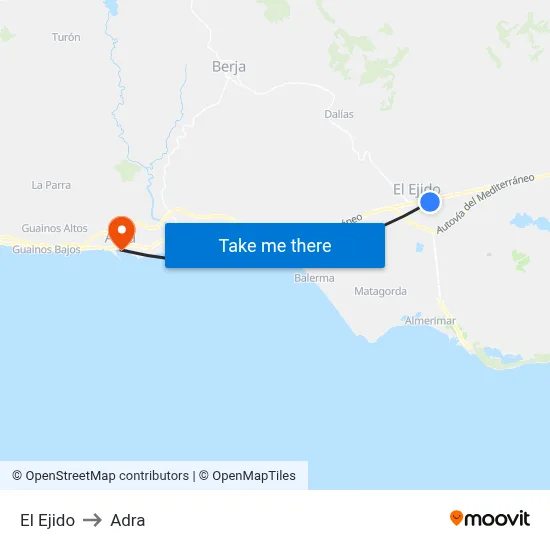 El Ejido to Adra map