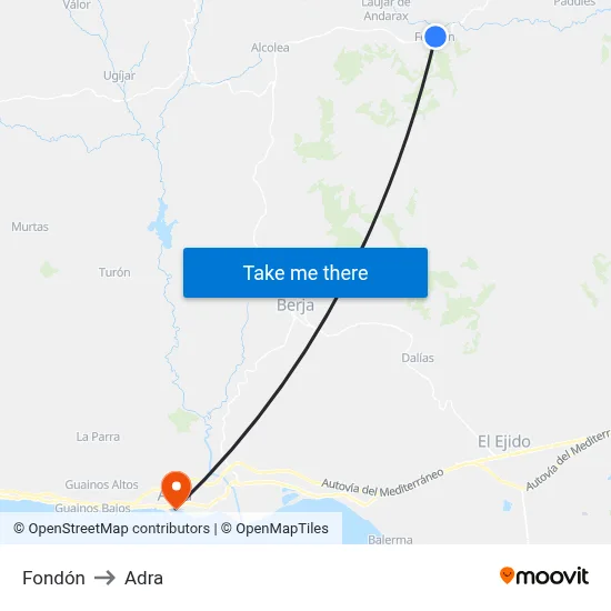 Fondón to Adra map