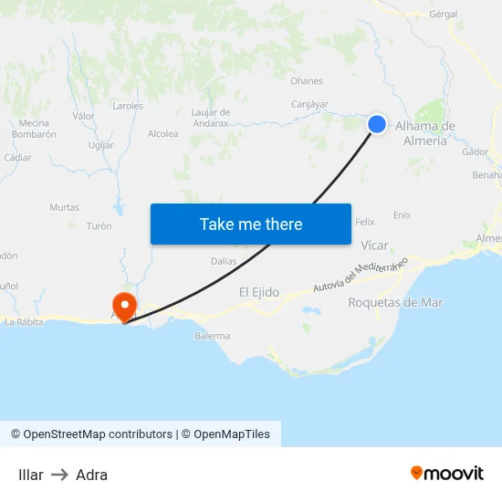 Illar to Adra map