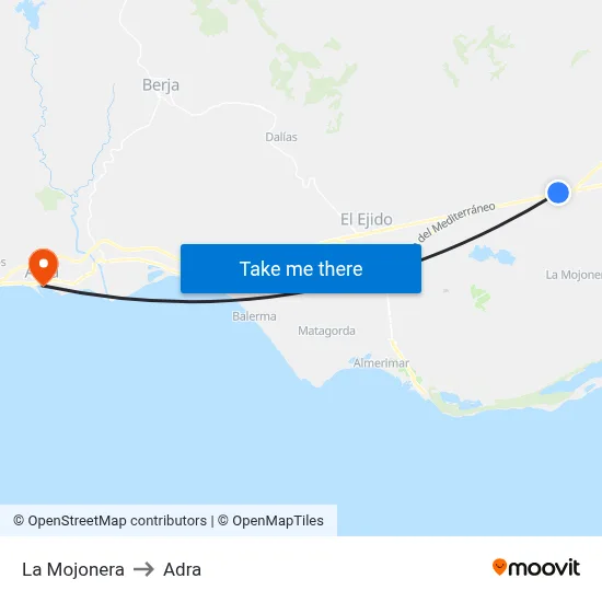 La Mojonera to Adra map