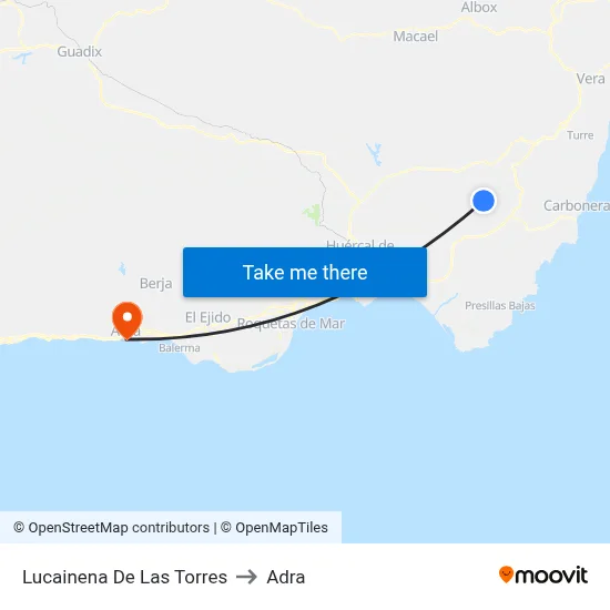 Lucainena De Las Torres to Adra map