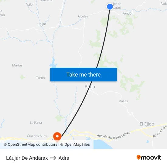 Láujar De Andarax to Adra map