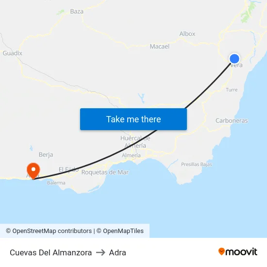 Cuevas Del Almanzora to Adra map