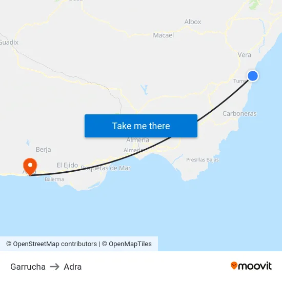 Garrucha to Adra map