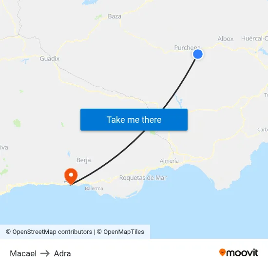 Macael to Adra map