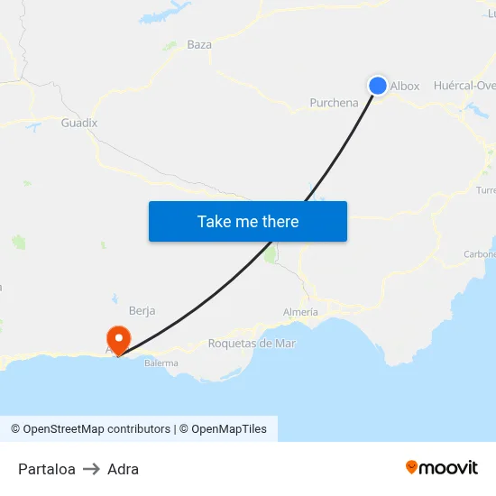 Partaloa to Adra map