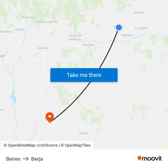 Beires to Berja map