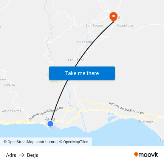 Adra to Berja map